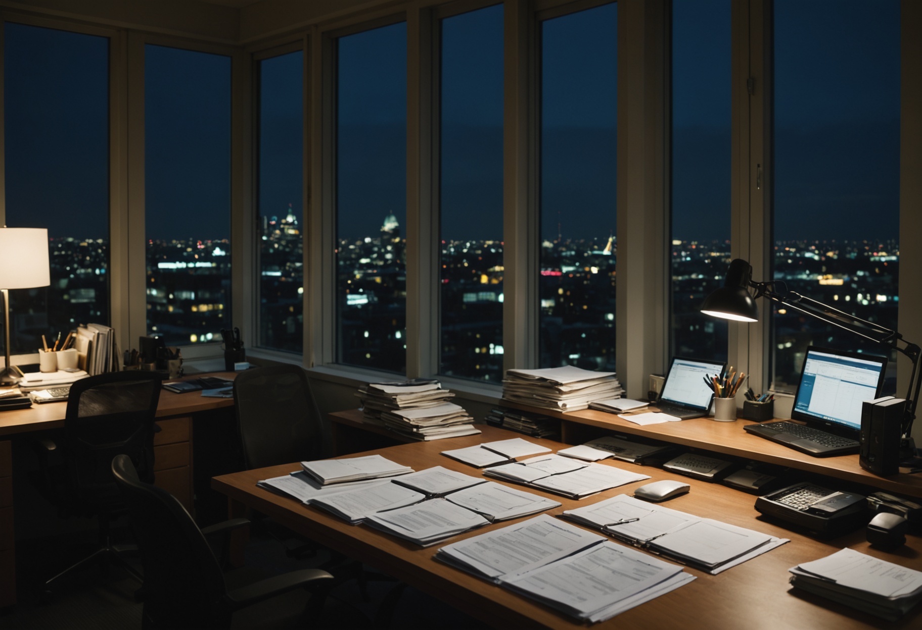 accounting professional reviewing ledger entries at end of financial period