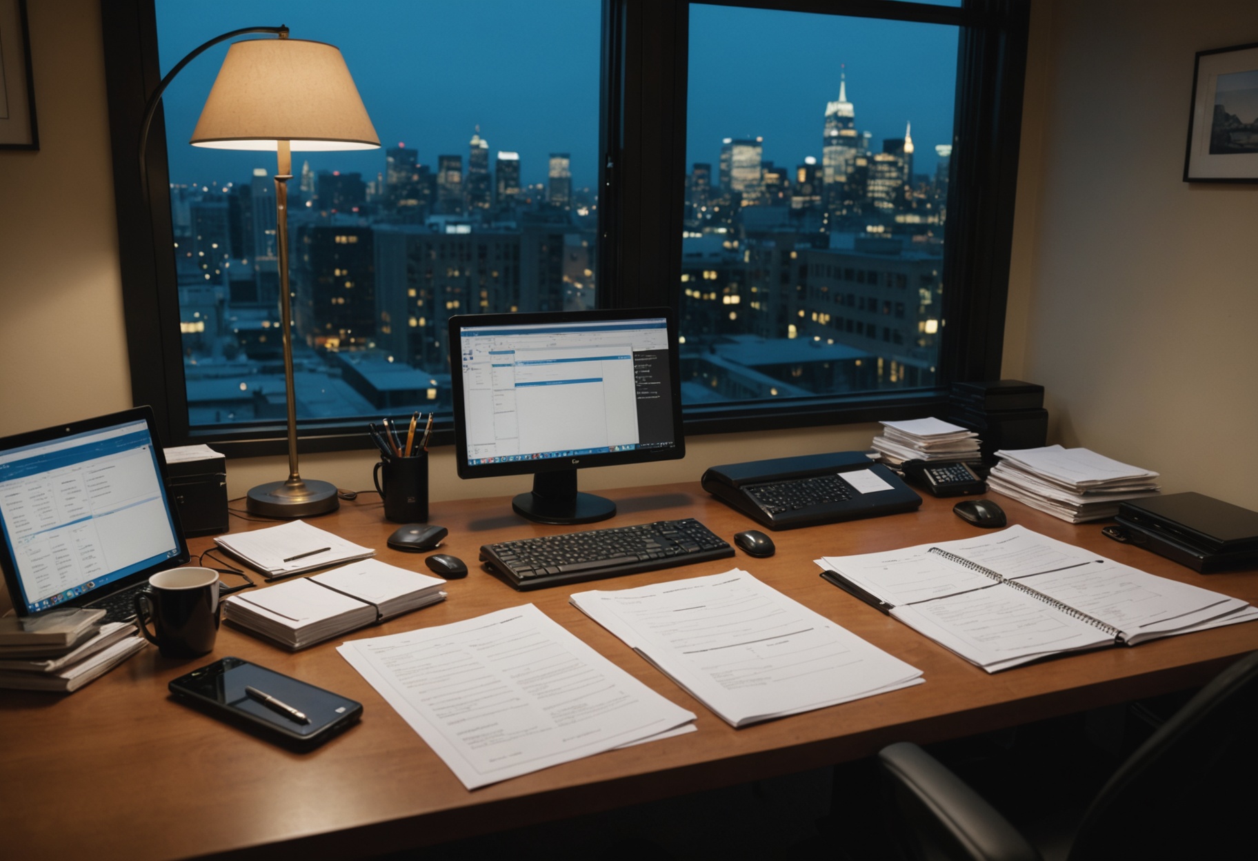 accounting professional reviewing ledger entries at end of financial period